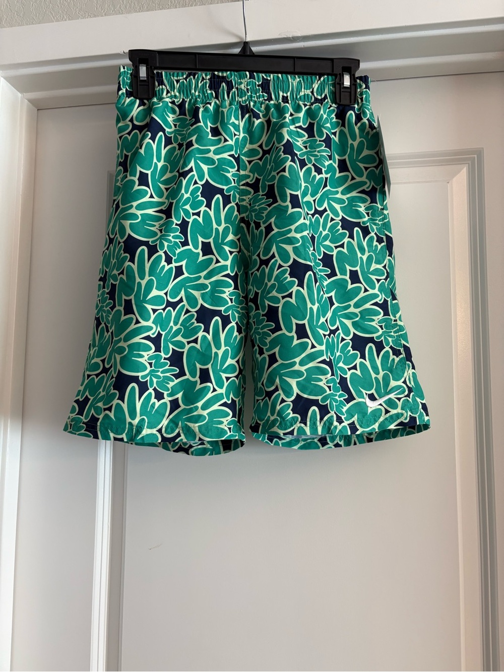 Nike Green and Black Nike Print Swim Trunks